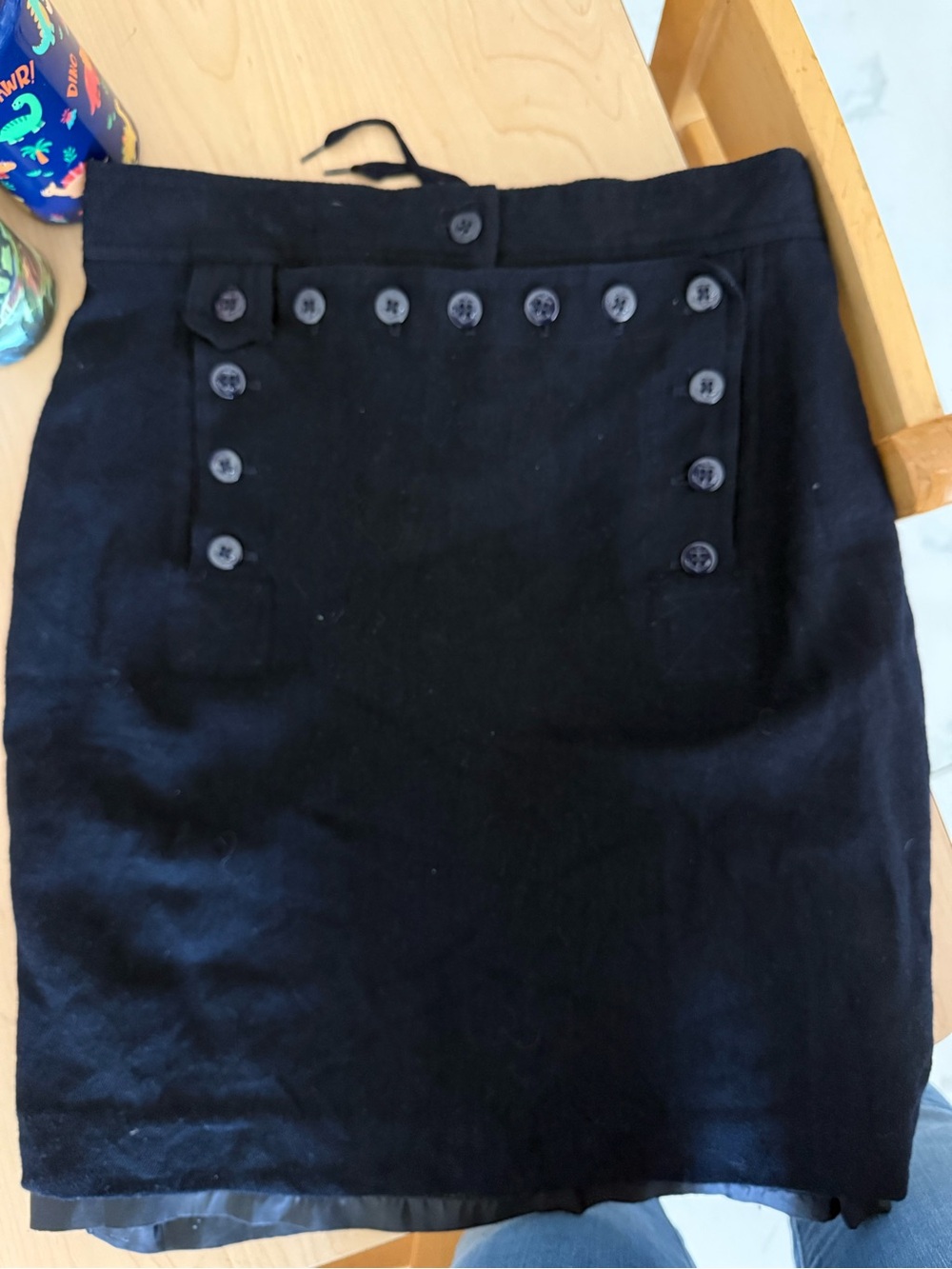 Ralph Lauren Black Pencil Skirt with Button Trim